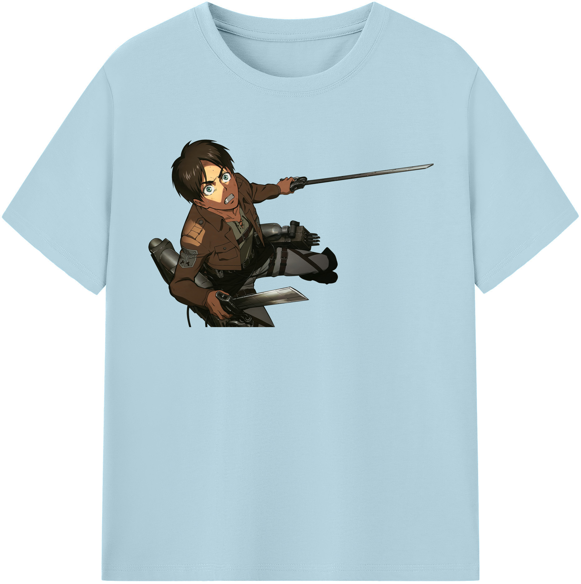 （画像用） 進撃の巨人 エレン･イェーガー Attack on Titan Eren Jäger 綿100％半袖Tシャツ（フロントプリント）